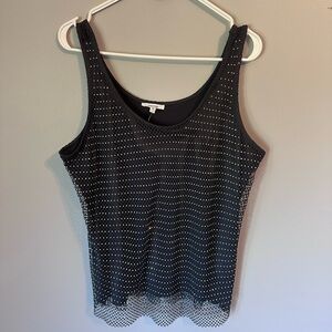 Maurices Black Mesh Top with Glittering Silver Details
